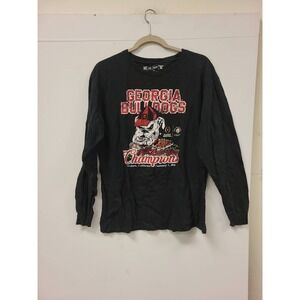 Georgia Bulldogs Rose Bowl Champions Long‎ Sleeve Shirt Black Mens Size Large